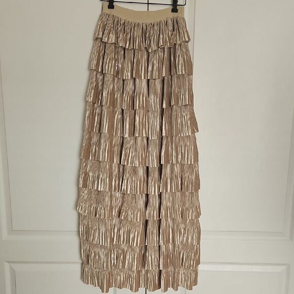 Casual Tan Tiered Maxi Skirt - Picture 8 of 16